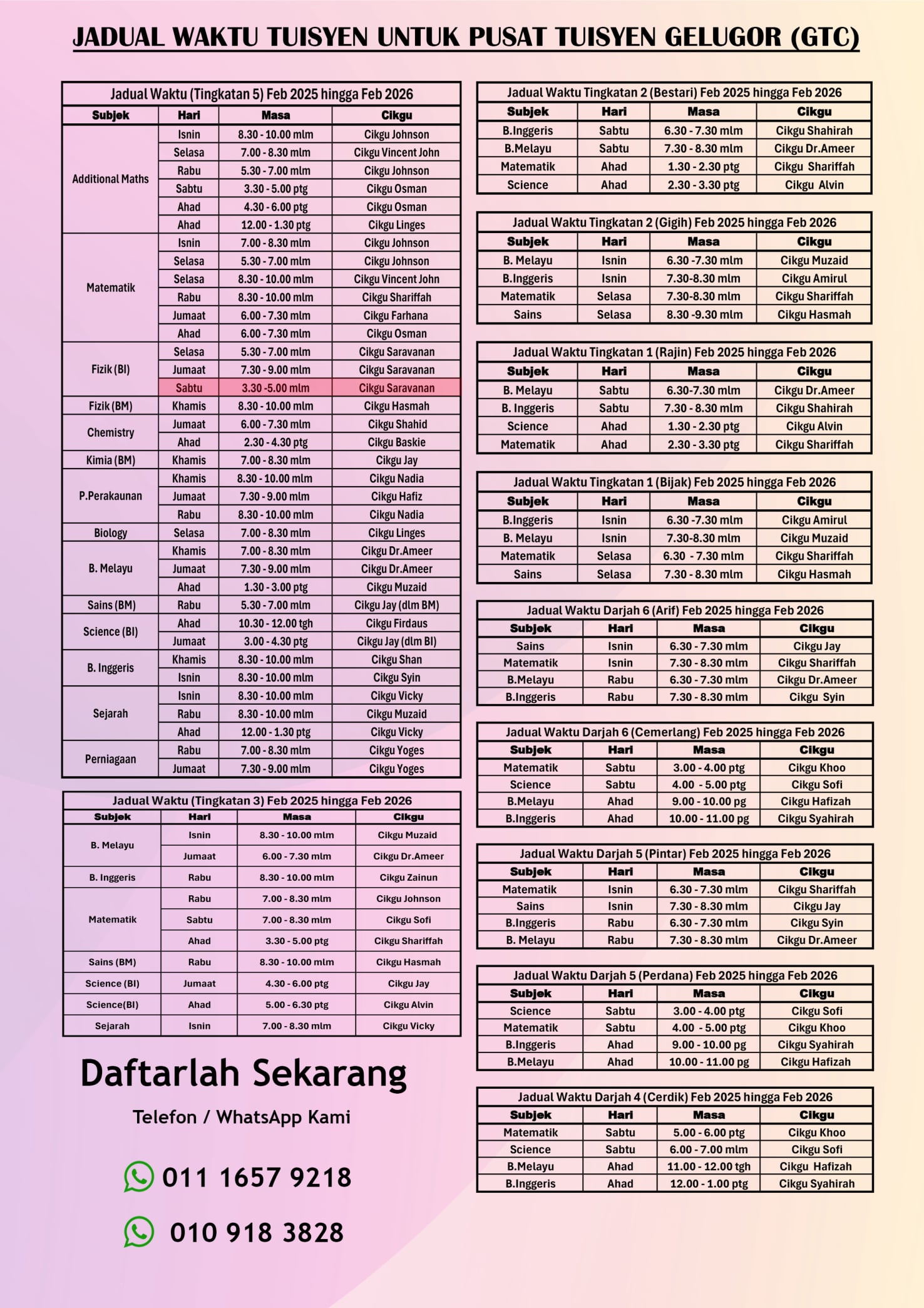 Highlighted class is standby class. Not yet open.